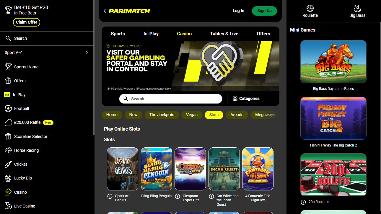 Parimatch desktop screenshot 1